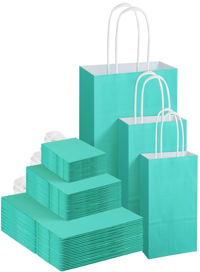 MIMIND 144 Pieces Teal Blue Gift Bags with Handles Assorted Sizes Mint Turquoise Paper Bags Bulk Teal Party Supplies Baby Shower Birthday Wedding Merchandise Bags Retail Shopping Bags Favor Bags - Image 1